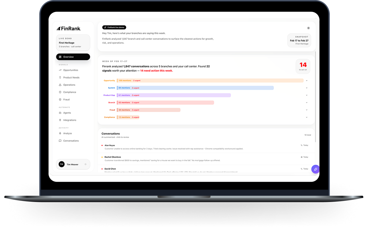 FinRank product on a MacBook